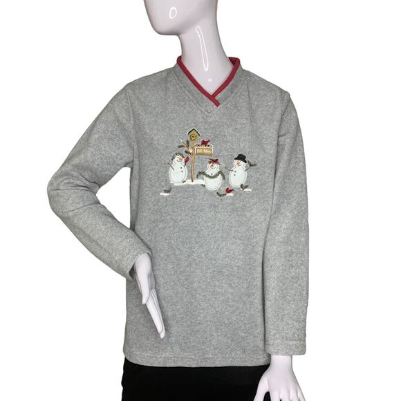 Croft & Barrow Sport Christmas Sweatshirt Top Size Small Gray Snowman Ap… - Picture 1 of 10